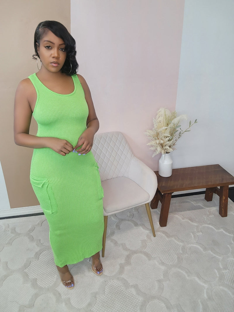 Good Vibes Dress-Lime Green