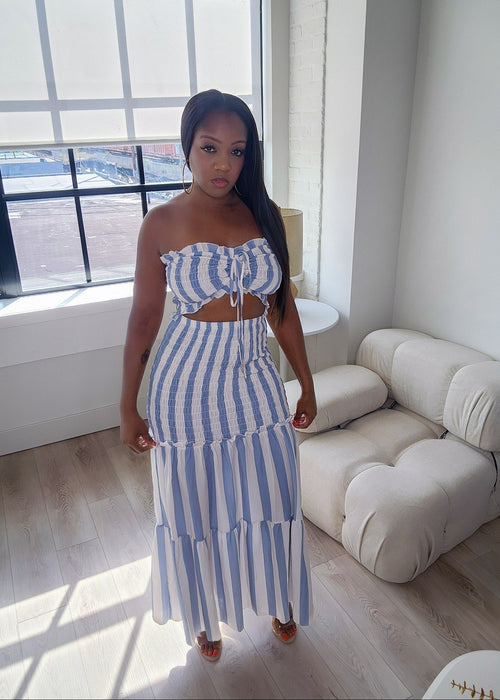 Ocean Waves Dress-Blue Medium