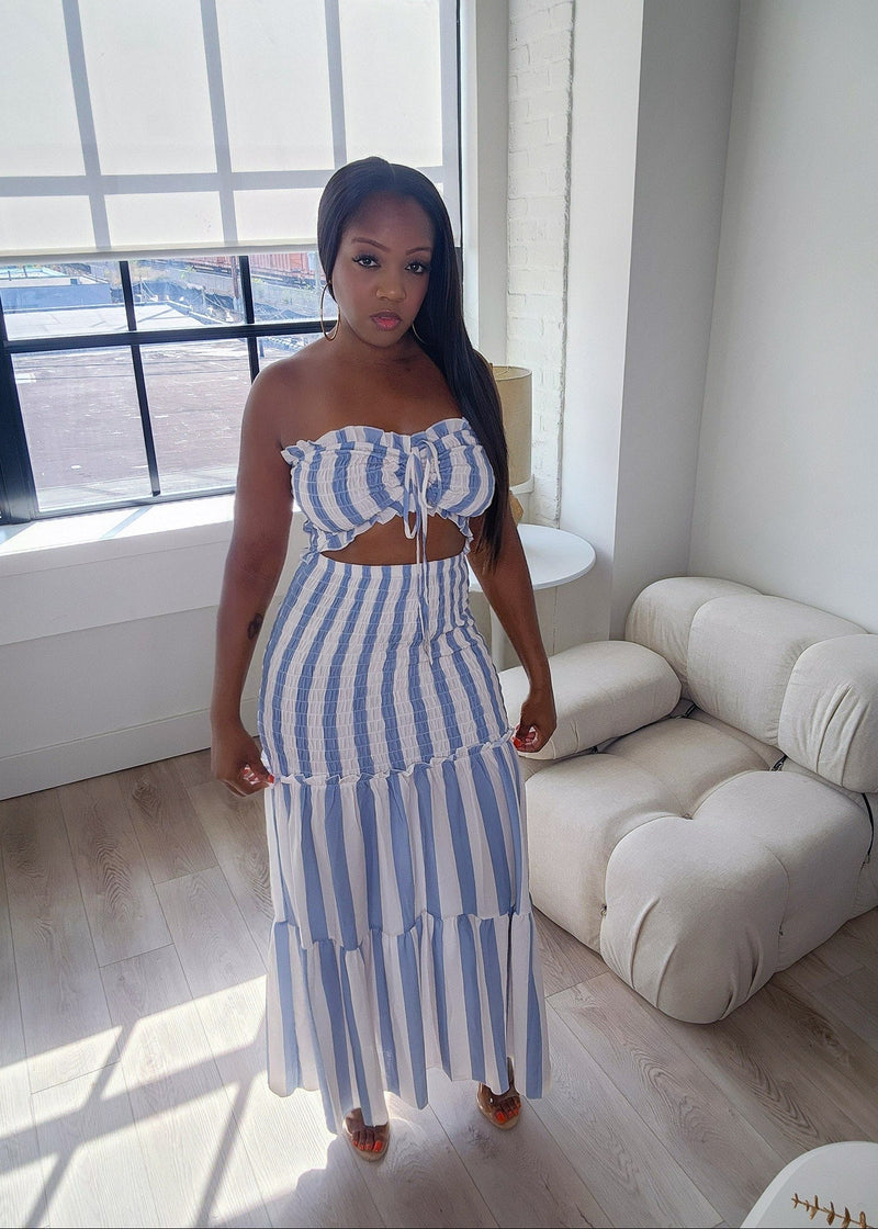 Ocean Waves Dress-Blue Extra large