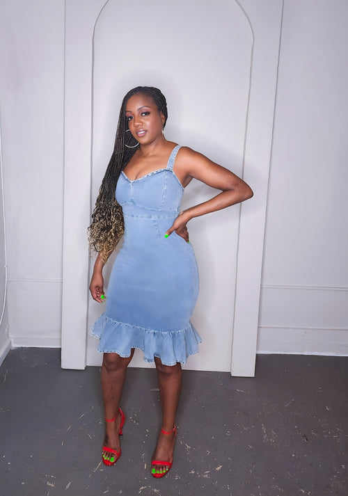 Sassy Ruffle Denim Dress