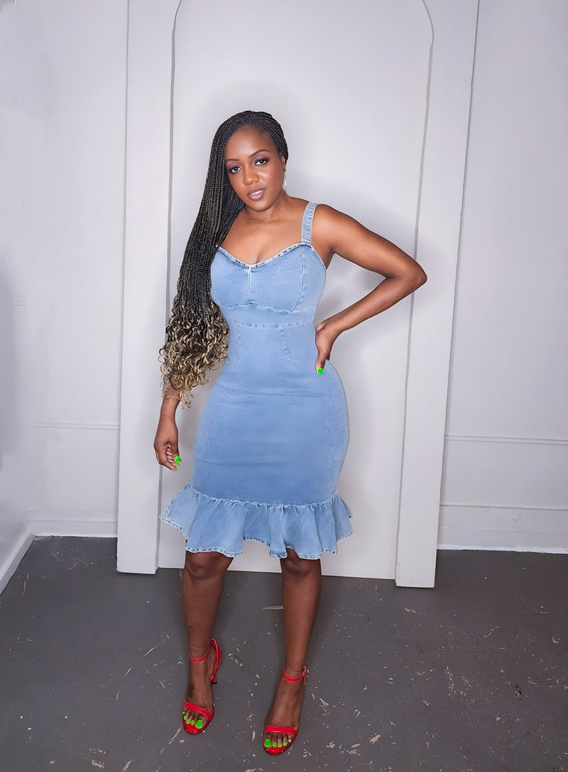 Sassy Ruffle Denim Dress